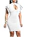 Mokoru Women's Sexy Ruffle Short Sleeve Hollow Out Bodycon Party Mini Club Dress, XX-Large, White