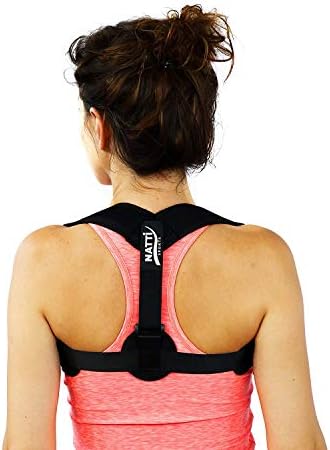 Posture Corrector for Men & Women + Armpit Pads | Breathable Adjustable Back Brace with Buckles | Invisible & Comfortable Under Clothing | Support Brace for Back Pain | Carry Bag by NATTI Sports