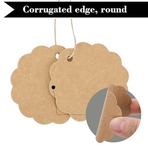 SallyFashion 200PCS Kraft Paper Tags with String, Round Circle Gift Tags 2.4\
