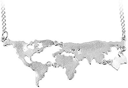 HiMeiping World Continents Pendant World Map Necklace for Women and Girl