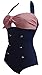 Gabrielle-Aug Retro Sailor Nautical One Piece Swimsuit Swimwear (M,Navy Blue)