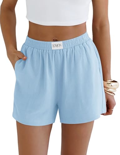 LOMON Women's Shorts Summer Beach Linen Cool Lightweight Soft Pockets Wear at Amazon