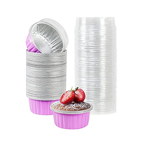 Aluminum Foil Ramekins with Lids, 60Pcs Disposable Ramekins 4oz