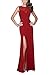 Viwenni Women's Floral Lace Long Evening Wedding Bodycon Cocktail Party Dress (Small, Red)
