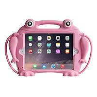 CHIN FAI Kids Case for iPad 9.7 2018 2017 / iPad Air 1 2 / iPad Pro - [Eye Popping Toys] Shockproof Silicone Handle Stand Frog Protective Cover for Apple iPad 5th 6th Generation (Pink)