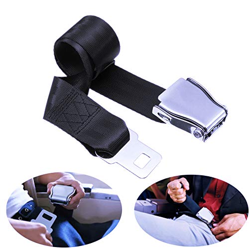 Appreciis Adjustable Airplane Seat Belt Universal Adjustable Aircraft Airplane Safe Seat Belt Extension Extender Buckle Safebelt Extender- Adjustable Airplane Seatbelt Extender Black