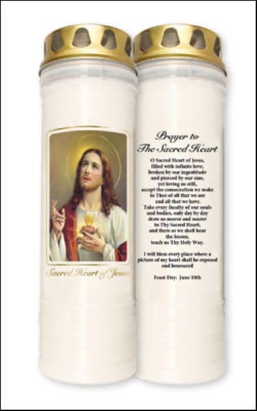 7 Days Pillar Candle Sacred Heart of Jesus Grave Cemetery Light Windcap