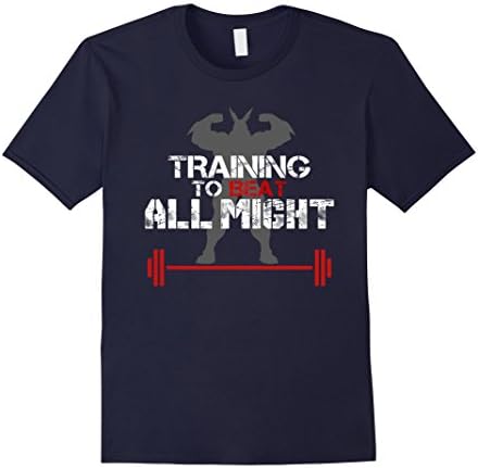 Mens TRAINING TO BEAT ALL MIGHT Tshirt Large Navy