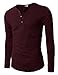 H2H Mens Henley T-shirts with Long Sleeve, Wine, US M (Asia L)