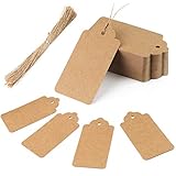 HAKACC Paper Gift Tags, 100 PCS Brown Gift Tags with String for DIY Arts and Cra
