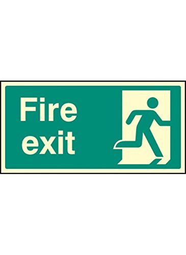 Caledonia Signs 32033J "Final Fire ExIt, Right" Sign, Photo luminescent Rigid, 400 mm x 200 mm