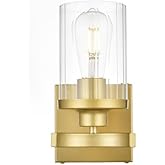 Living District Saanvi 1-Light Iron & Glass Bath Sconce in Brass/Clear