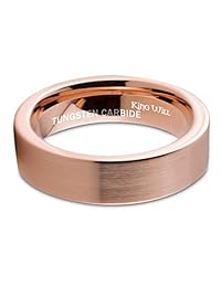 King Will GLORY alianza de oro rosado de 18 K y carburo de tungsteno, corte tubo, acabado cepillado, 6 mm, unisex