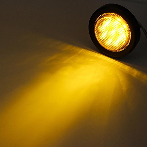 Partsam 10x Amber 2" Round 9 LED Trailer Side Marker Lights, Sealed LED Trailer Clearance Lights, Grommet and Pigtails Included, Amber Round Led Lights