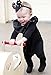 Infant Baby Girls Lovely Button Up Romper Lotus Leaf Collar Bodysuit Outfit Black Long Sleeve Basic Coveralls (3-9M, Black)