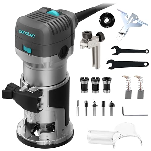 Cecotec Fraiseuse électrique à câble MultiShape 500. 710 W, comprend 5 fraises et têtes de 6 mm, 6,35 mm et 8 mm, vitesse et profondeur réglables, corps en aluminium, design ergonomique, butée