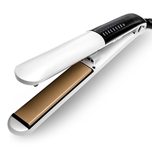 Fancii Professional 1 inch Hair Straightener Ceramic Tourmaline Flat Iron, 2 in 1 Hair Styler with LCD Touch Display, 8 Digital Heat Settings, MAX 430 F, Anti Frizz, Dual Voltage - Gold (Best Phone Under 300 Euro)