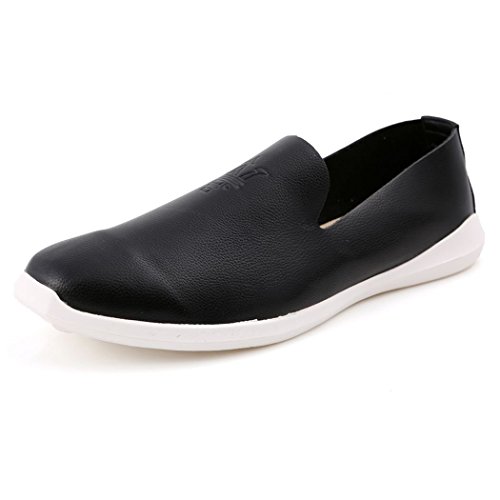 An'Dee Men's Soft PU Leather Comfortable Portable Casual Shoes(40 M EU/7.5 D(M) US,Black)
