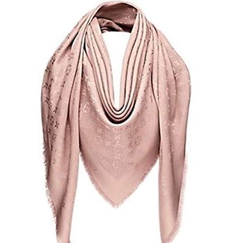 Designer Inspired Monogram Logo Shawl Blush Pink Womens Silk Scarf