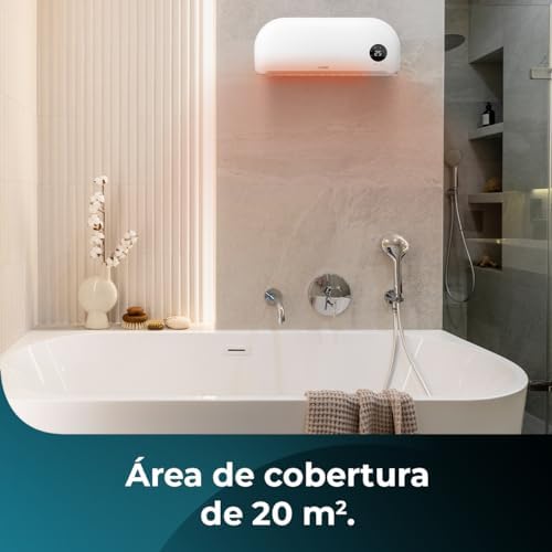 Cecotec readywarm 2000 max box aquecedor de banheiro cerâmico com 2.000 w, display led, controle remoto e proteção ipx2, 20 m2