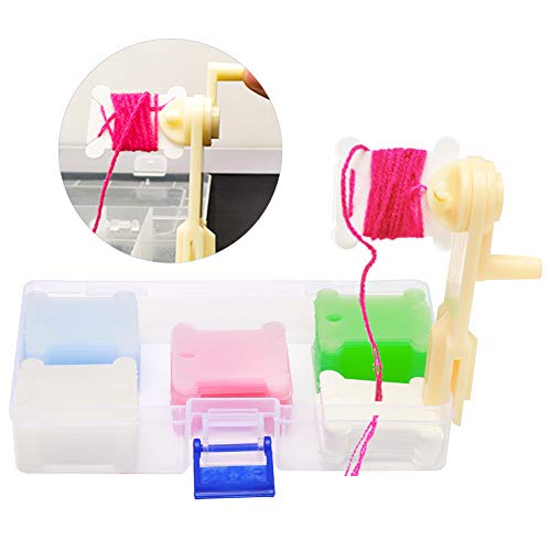 UOOU 100Pcs Plastic Floss Bobbins with Floss Winder, Embroidery Thread Cards Cross Stitch Bobbin Thread Organizer Sewing Needlecraft Supplies Thread Holder
