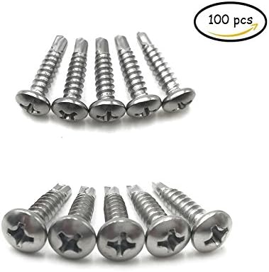 100pcs Self Tapping Screws 3/4" Phillips Pan Head Sheet Metal Tek Screws Stainless Steel (#10 x 3/4")