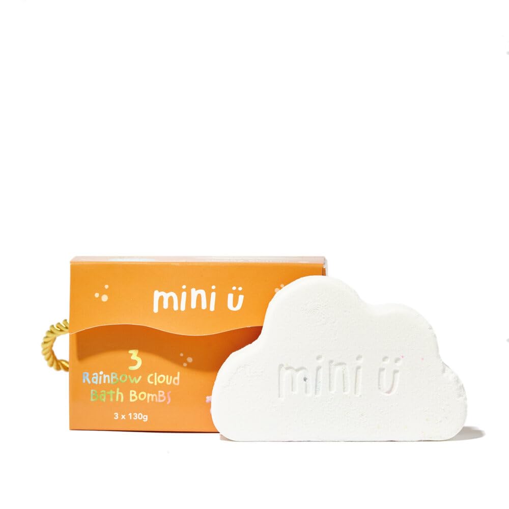 Mini U Cloud Bath Bombs (3 Pack), Rainbow Trail Bath Bombs for Kids, Vegan & Cruelty Free, Non Toxic