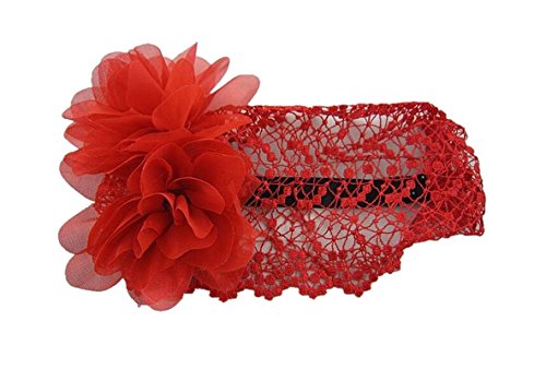 SAMGU Baby Girl Toddler Cute Lace Wide Headband with Big Flower Stretch Headwear Headdress Head wrap color red