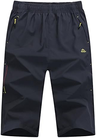 Yifun Outdoor Mens Workout Long Shorts Relaxed Fit Stretch Quick Dry Shorts(Navy,Large)