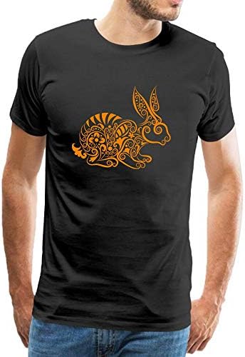 Men's Cotton Hoodie Rabbit Doodle Pattern Casual Hooded Sweatshirt