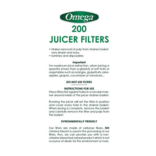 Omega FILTER Filter Pack for Omega Juicers Models 1000 9000 500, 200
