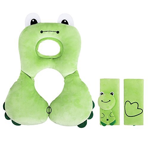Baby Travel Pillow, FOME Kids Baby Toddler Neck Pillow Neck Support Neck Rest for Car Seat Travel Airplane with Safety Seat Belt Protection Cover Shoulder Fit for Baby 1-4 Years Old