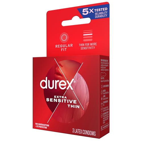 DUREX CONDOM EXTRA SENSITIVE NATURAL LATEX CONDOMS, 3 COUNT – ULTRA FINE & EXTRA LUBRICATED
