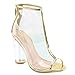 Women's Open Toe Block Chunky Clear Perspex Heel Ankle Boot Bootie Shoe