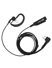KS K-STORM Material de Kevlar Gancho para la oreja Auricular Auricular Auricular con PTT grande para radio bidireccional Motorola de 2 pines, Forma D, Negro