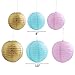 20 Pcs Gold Tissue Paper Flowers and Pink Pom Poms Lanterns for Baby Shower Birthday Decoration,Bridal Wedding Party Supplie