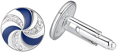 NovoGifts Blue Men's Rhodium Cufflinks Artificial Crystal with Gift Box