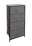 East Loft Tall 4 Drawer Dresser Storage Organizer for Closet, Nursery, Bathroom, Laundry or Bedroom Fabric Drawers, Solid Wood Top, Durable Steel Frame Charcoal