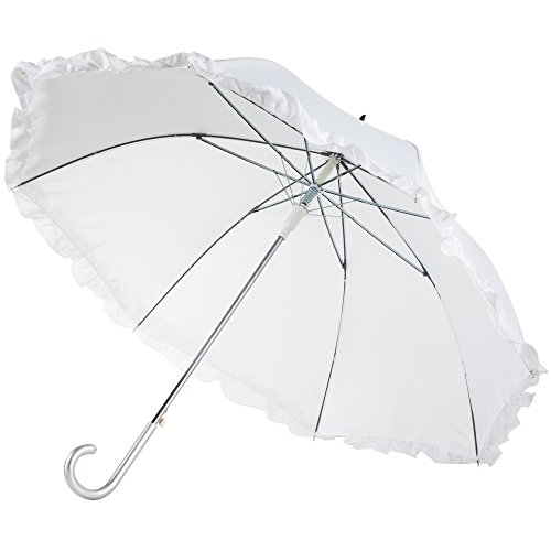 totes Women's Auto Open Ruffle Stick Umbrella,White Pricepulse