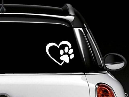 Decorus Decals DOG PAW PUPPY LOVE 4" WHITE Vinyl Decal for Macbook, Laptop, Cars, Trucks, Windows, Walls