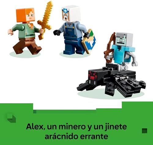Minecraft The Pico Mine - Brinquedo Interativo - Figuras de Alex, Mineiro e Cavaleiro Aracnídeo Errante - Presente de Jogador Colecionável para Rapazes e Raparigas 8+ Anos 21277