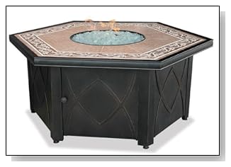 UniFlame 55-in. LP Gas Outdoor Firebowl with Decorative Tile Mantel