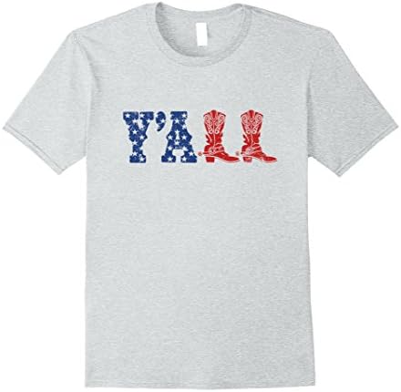 Mens Y'ALL T-Shirt American Flag Western Country Cowgirl Tee 2XL Heather Grey