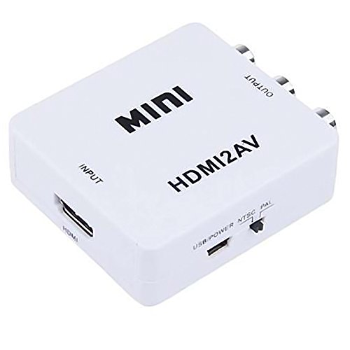 Mini Composite 1080p HDMI to RCA Audio Video AV CVBS Adapter Converter for HDTV Color White