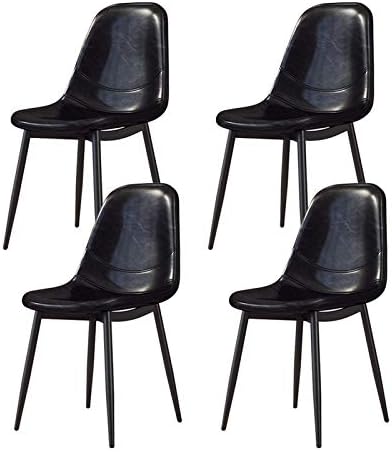 Hejinxl 北欧ダイニングチェア6脚セットクリエイティブレジャーライトラグジュアリーレザー背もたれチェアモダンミニマリストカフェダイニングチェア錬鉄製フット ダイニングチェア 肘付き アーム Color 4