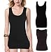 Moxeay Extra Long Tank Top for Women Stretch Cotton Tank Top Layering Tank Top Long Tank Tops to Wear with Leggings