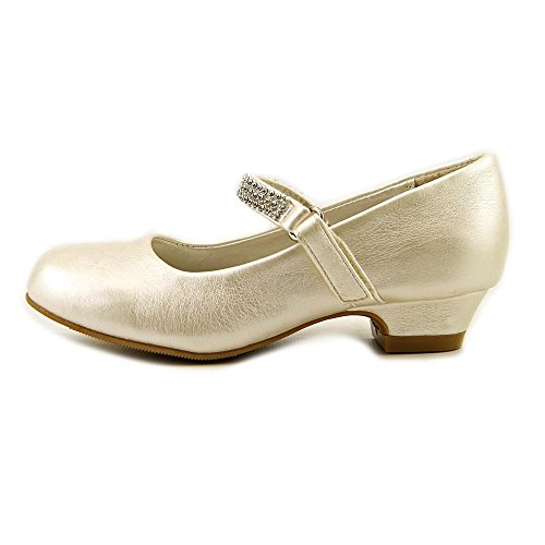 Girls Low Heel Girls Dress Shoe with Rhinestone Strap (10, Ivory)