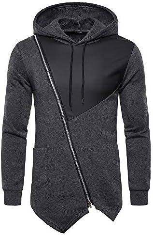 SALEBLOUSE Men's Hoodies Long Sleeve Patchwork Hoodie Hooded Warm Zipper Sweatshirt Top Outerwear Mens Pullover Hoodies Tops with Pocket Casual Side Full Zip Hooded Sweatshirts Jacket Top Blouse Coat