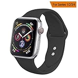 YC YANCH Compatible for Apple Watch Band,Soft Silicone Sport Band Replacement Wrist Strap Compatible for iWatch Series 4,Series 3/2/1 Nike+,Sport,Edition,38mm 40mmM/L,Black