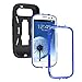 Blue Hard Case and Black Silicone Skin Dual Combo 2-in-1 with Kickstand / Kick Stand Snap-On Protective Cover Cell Phone for Samsung© Galaxy S 3 III / S3 / i9300 i-9300